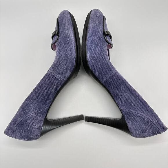 Johnston and Murphy Navy Blue Corduroy Platform Heels Pumps Womens 10M - Picture 4 of 11